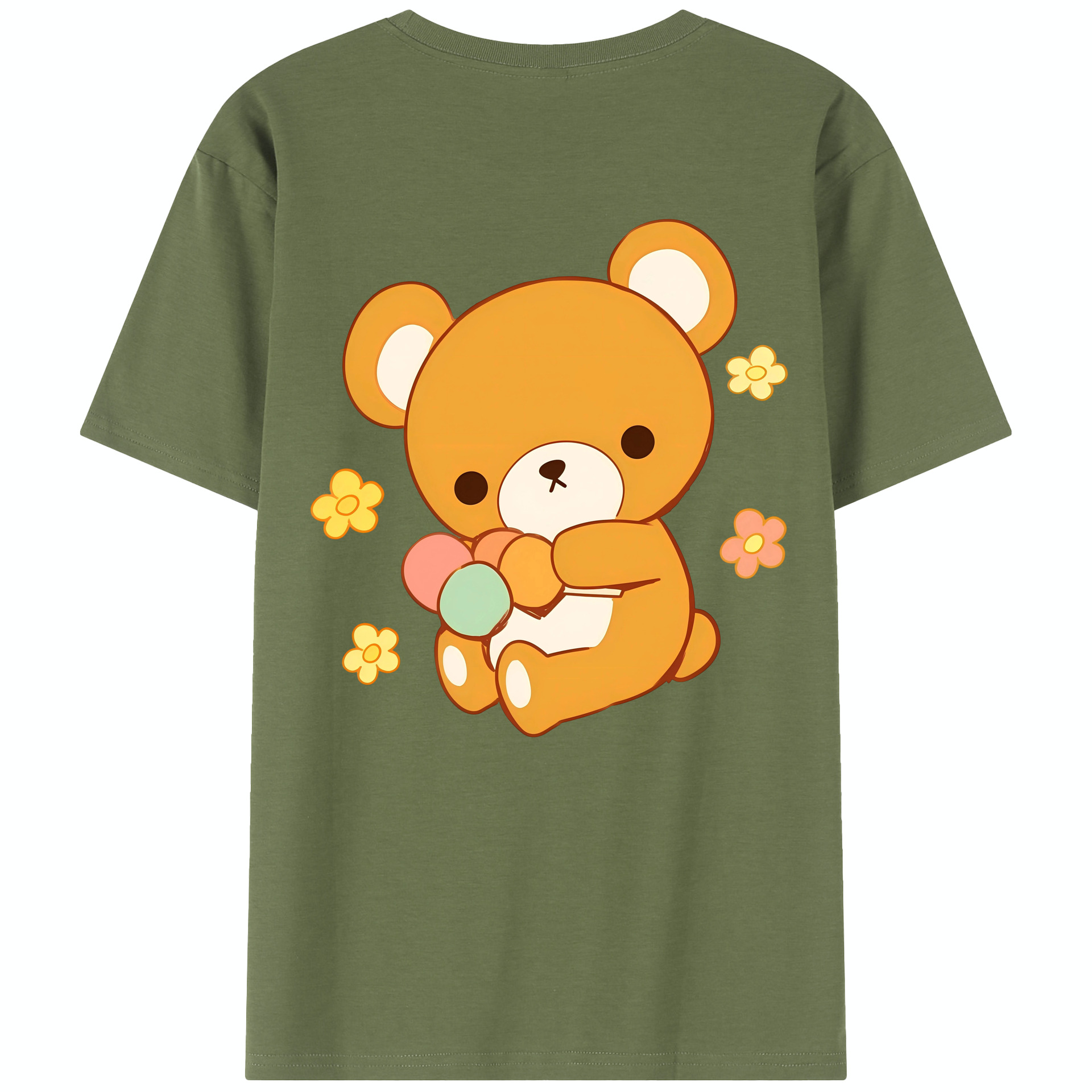 （画像用） リラックマ リラックマ キイロイトリ Rilakkuma Korilakkuma Kiiroitori 綿100％半袖Tシャツ（背面プリント）